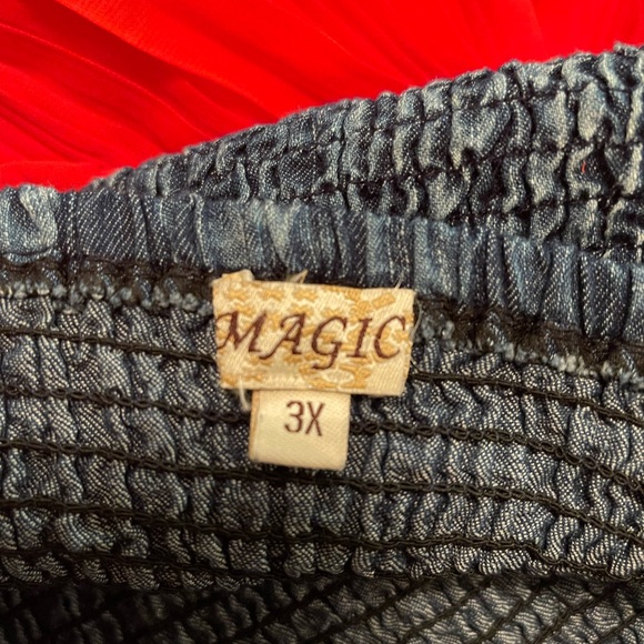 Plus Size Womens oranges/jean look strapless flowy dress size 3X pre-owned - Picture 3 of 13